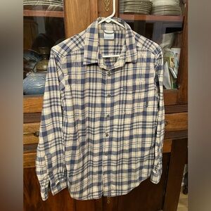 Columbia flannel plaid - regular fit - blue and tan. 100% cotton